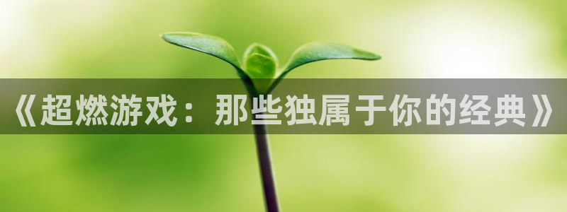 奇亿娱乐4招商：《超燃游戏：那些独属于你的经典》